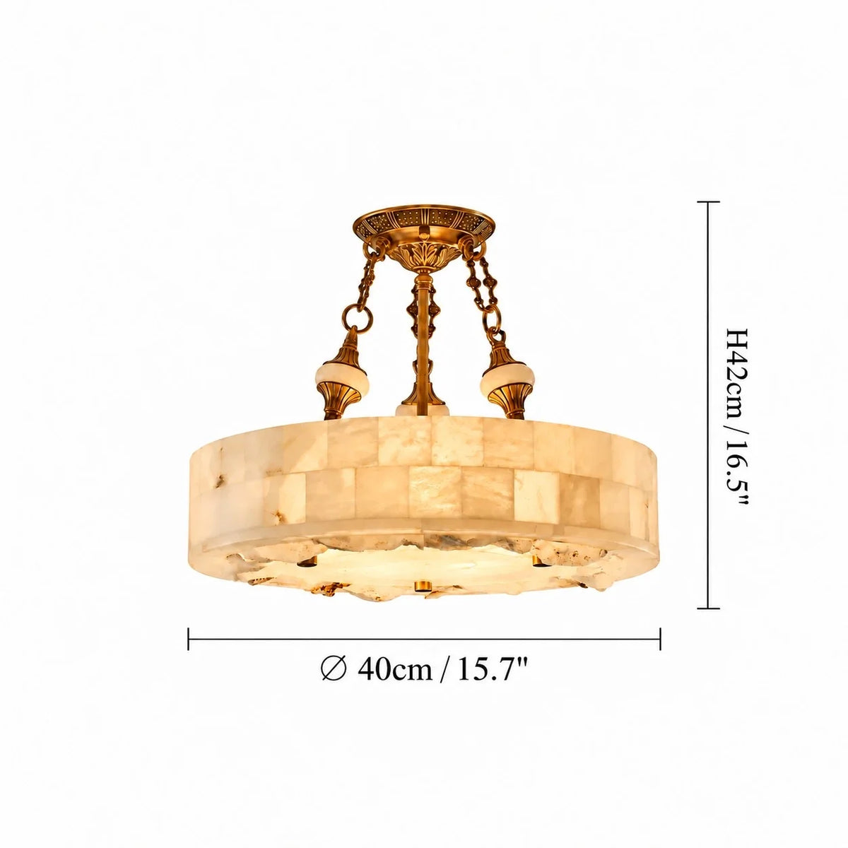 Aurevia Modern Natural Alabaster Brass Chandelier