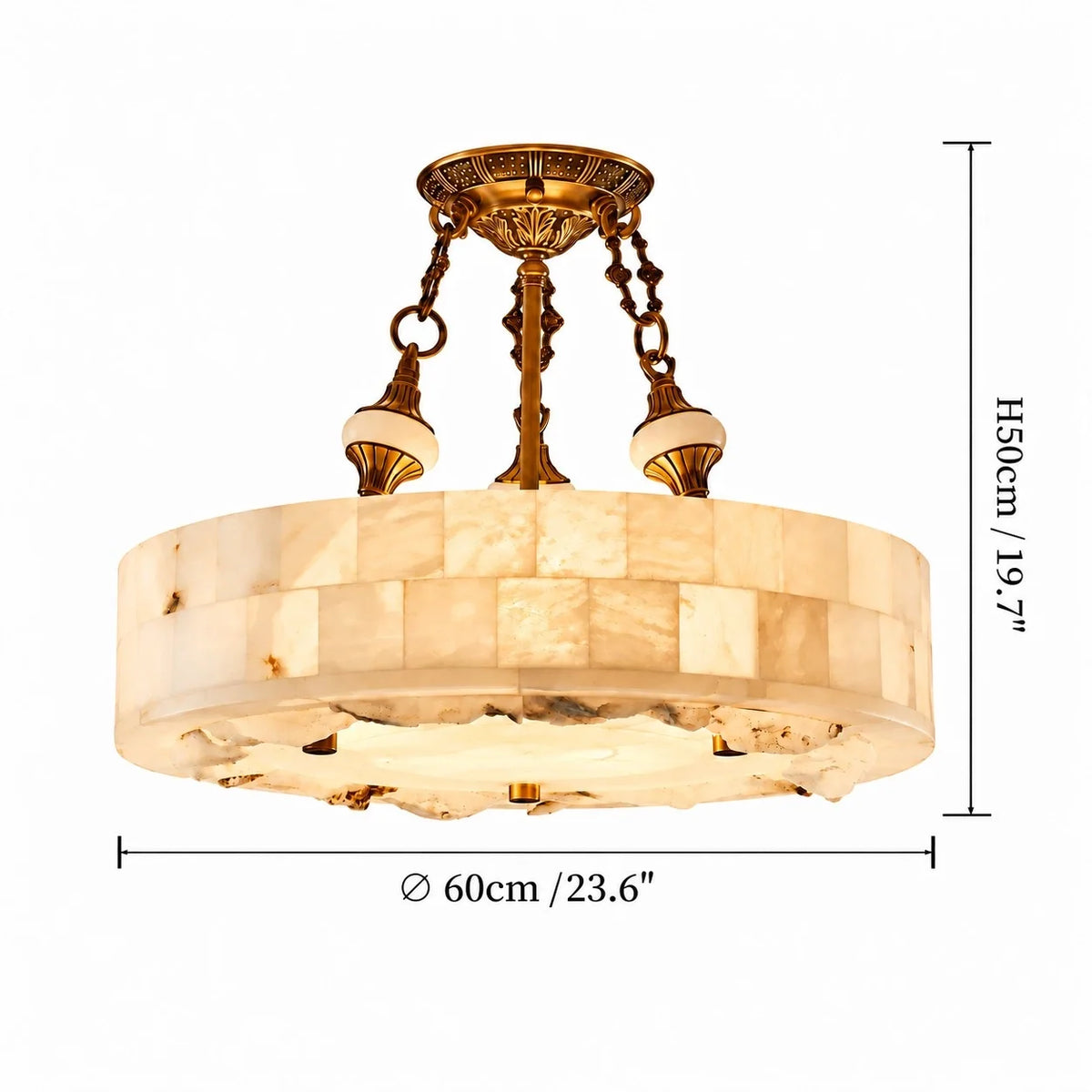 Aurevia Modern Natural Alabaster Brass Chandelier