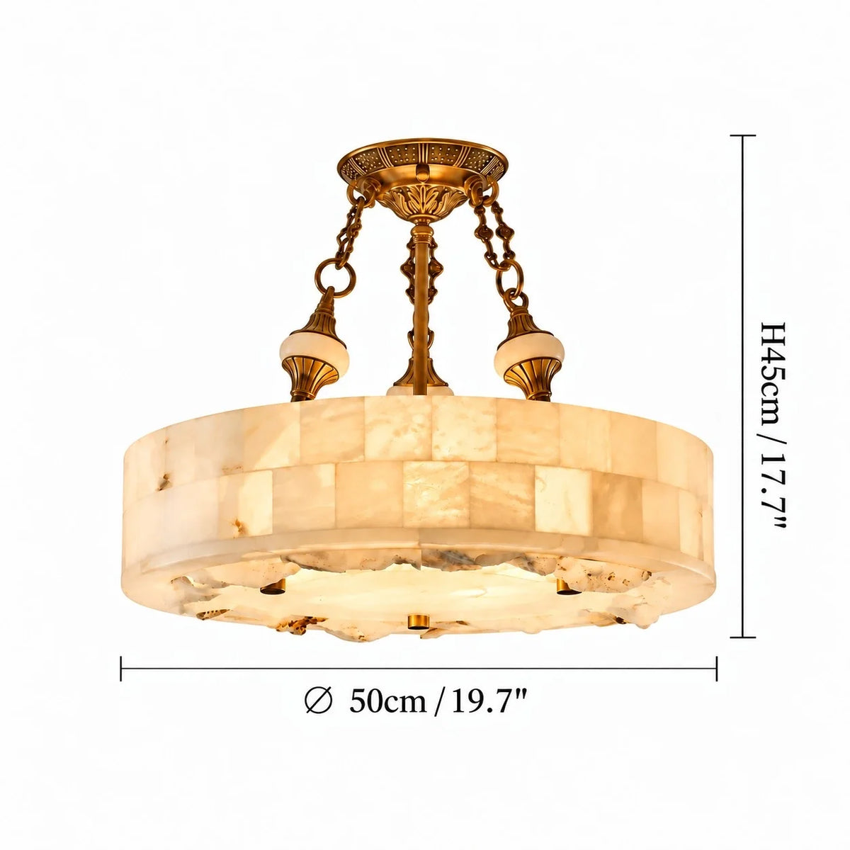 Aurevia Modern Natural Alabaster Brass Chandelier