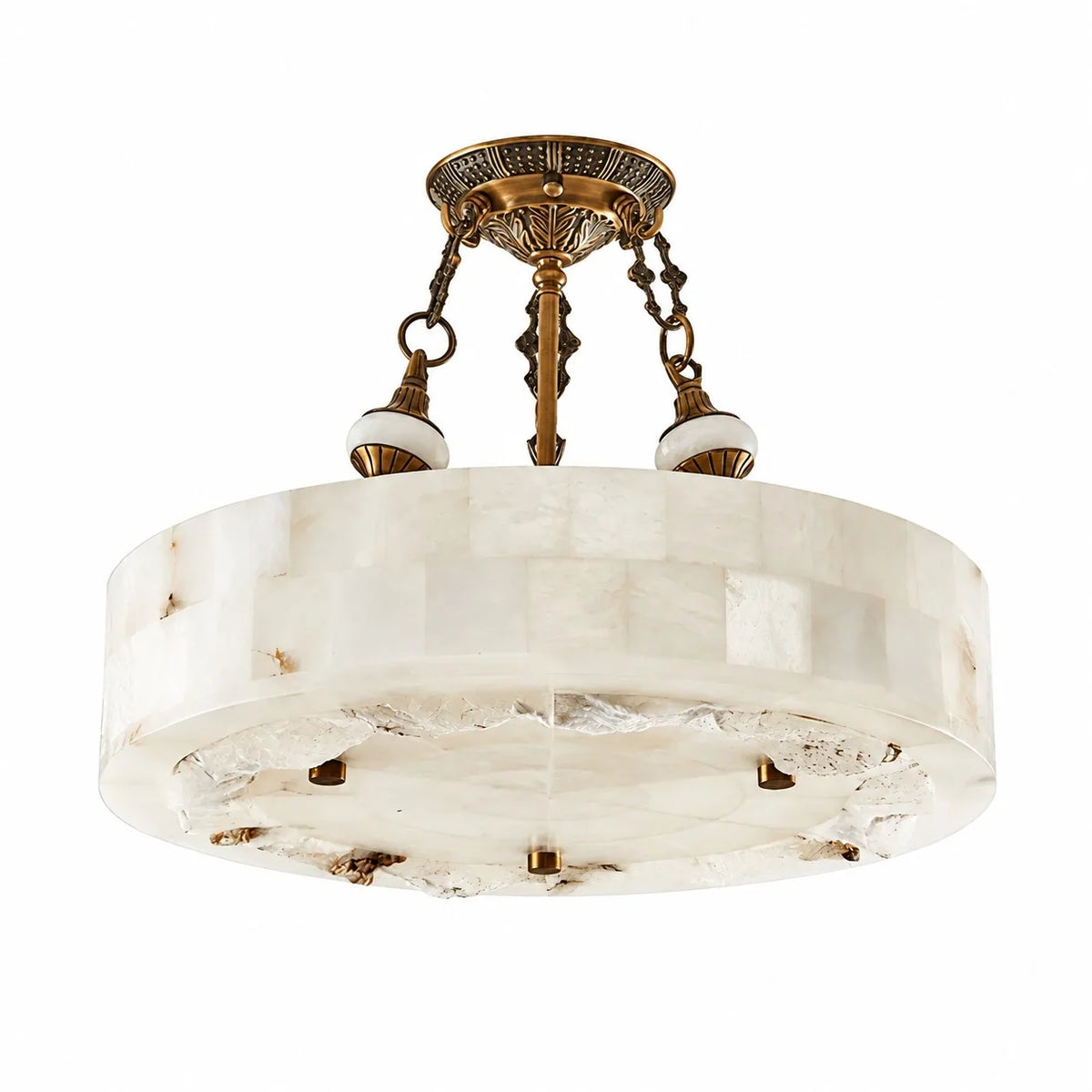 Aurevia Modern Natural Alabaster Brass Chandelier