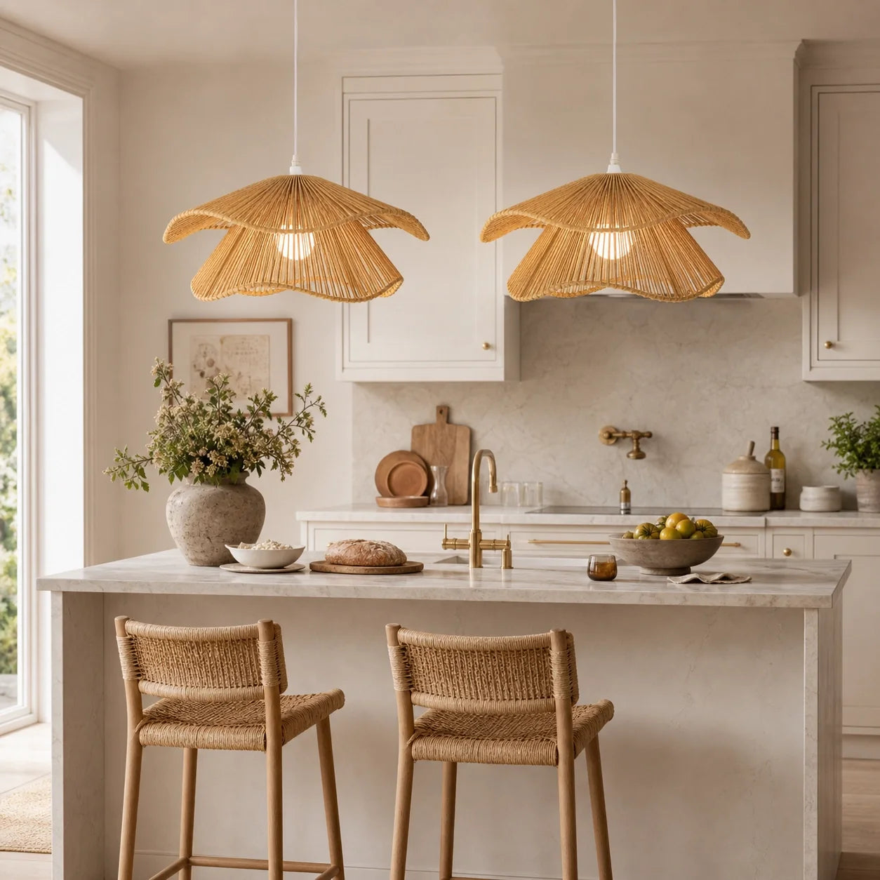 Boho Handwoven Layered Cotton Rope Diner Pendant Light