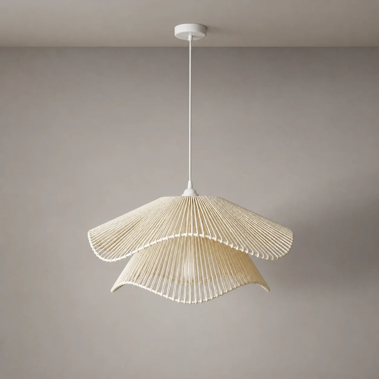 Boho Handwoven Layered Cotton Rope Diner Pendant Light