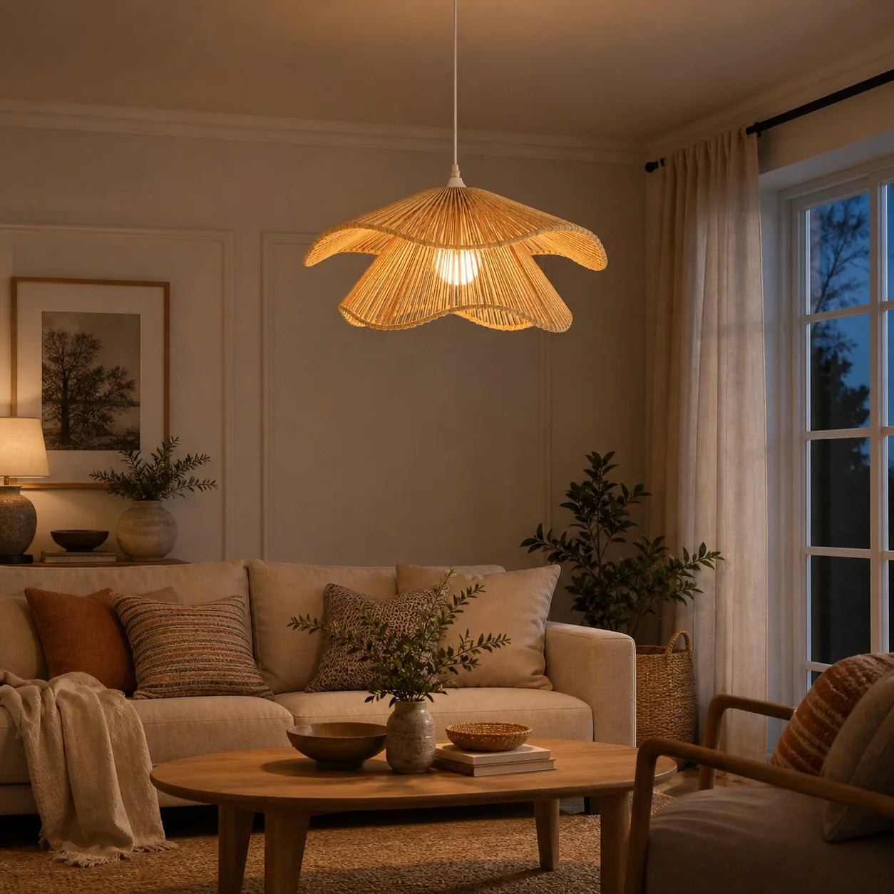 Boho Handwoven Layered Cotton Rope Diner Pendant Light