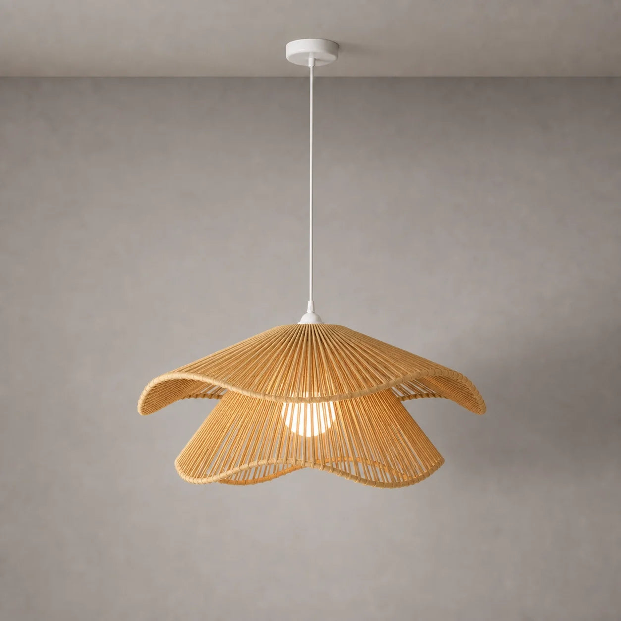 Boho Handwoven Layered Cotton Rope Diner Pendant Light