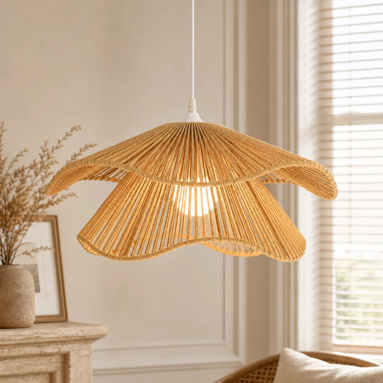 Boho Handwoven Layered Cotton Rope Diner Pendant Light