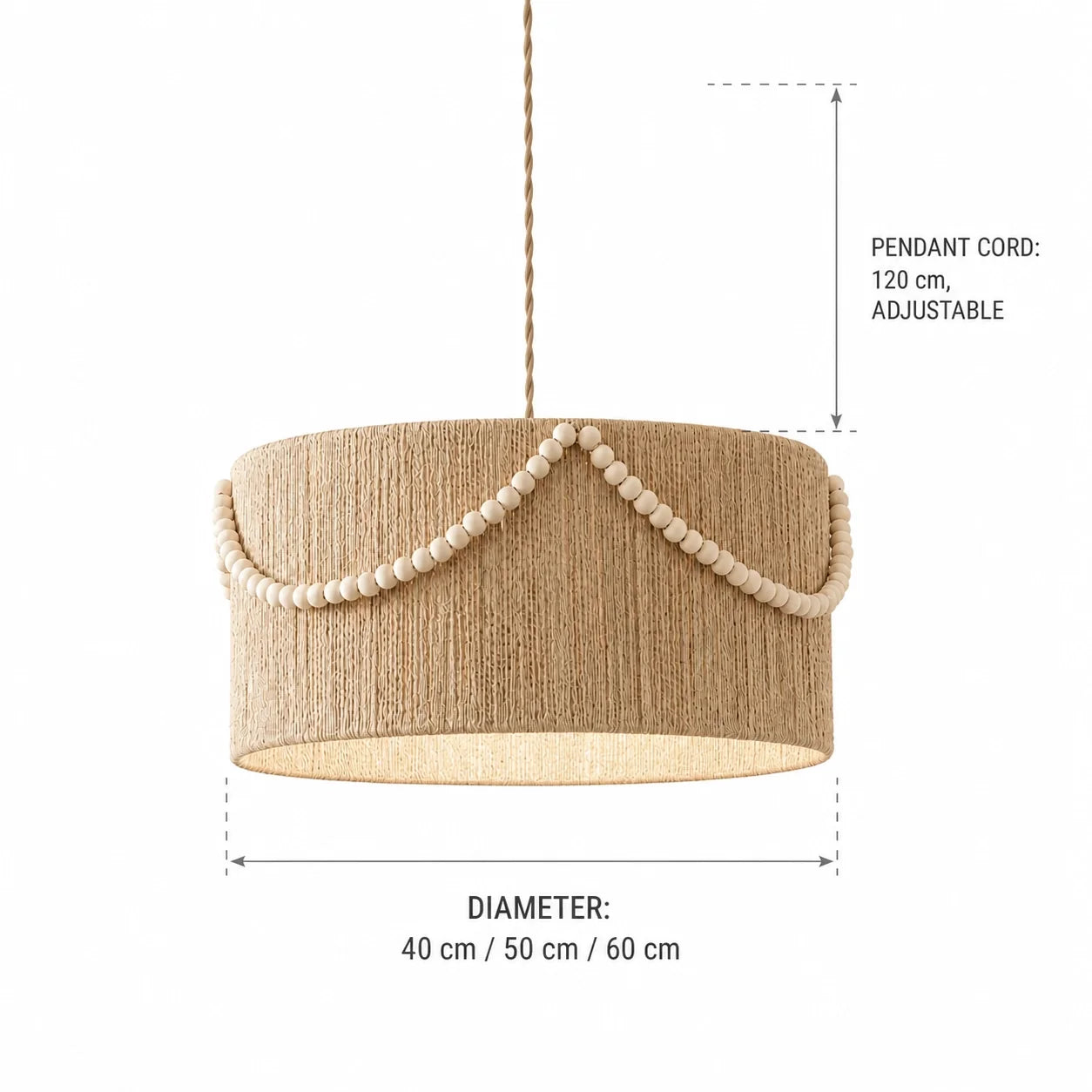 Boho Vintage Rattan Beaded Kitchen Diner Pendant Light