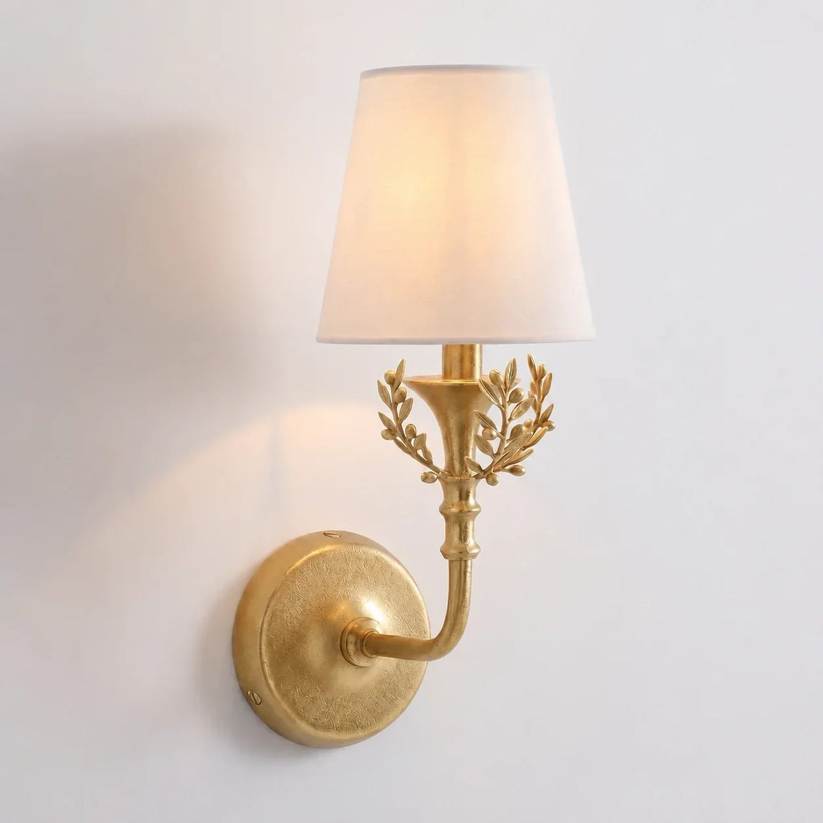 Classic Country Gold Olive Branch Fabric Wall Light