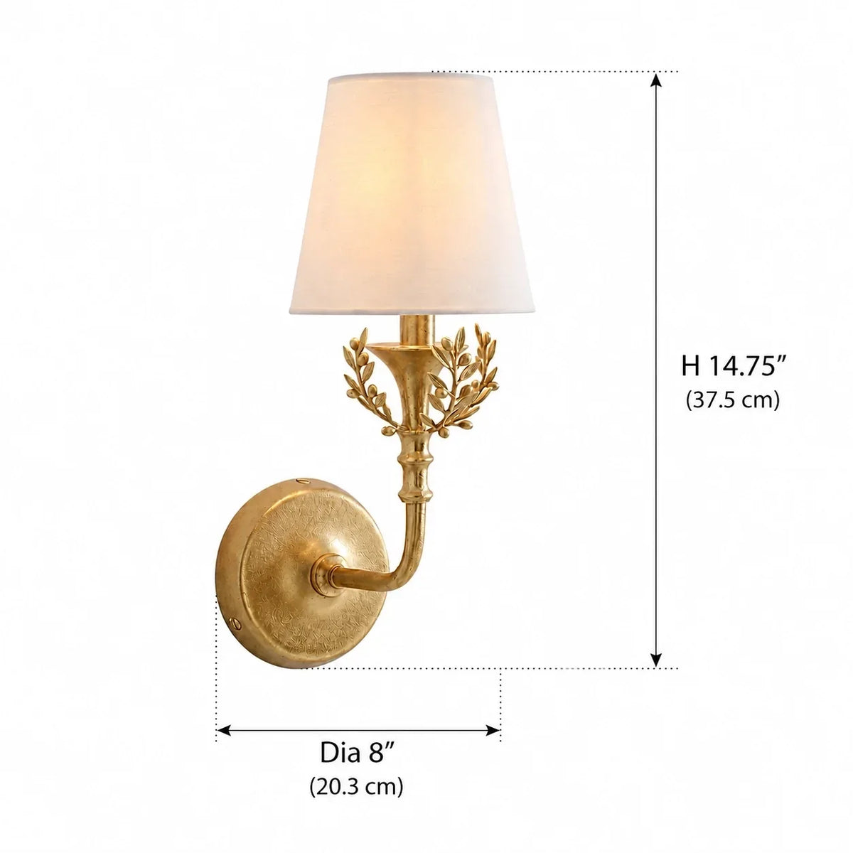 Classic Country Gold Olive Branch Fabric Wall Light
