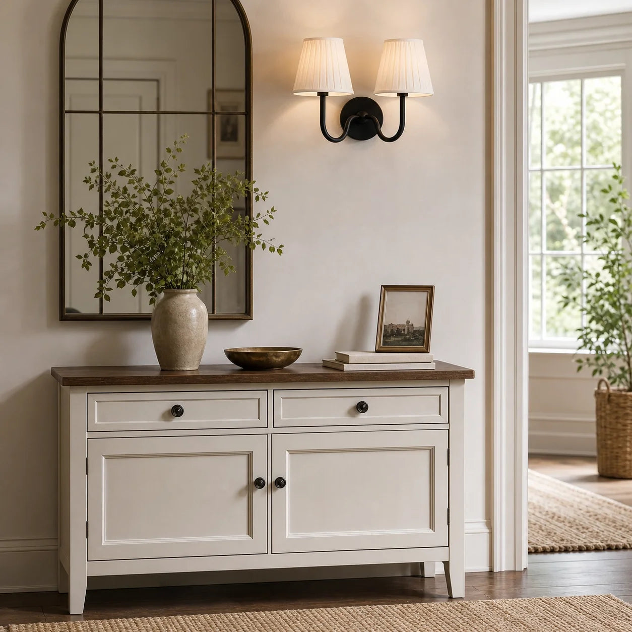 Classic Vintage Linen Pleated Shade Wall Light