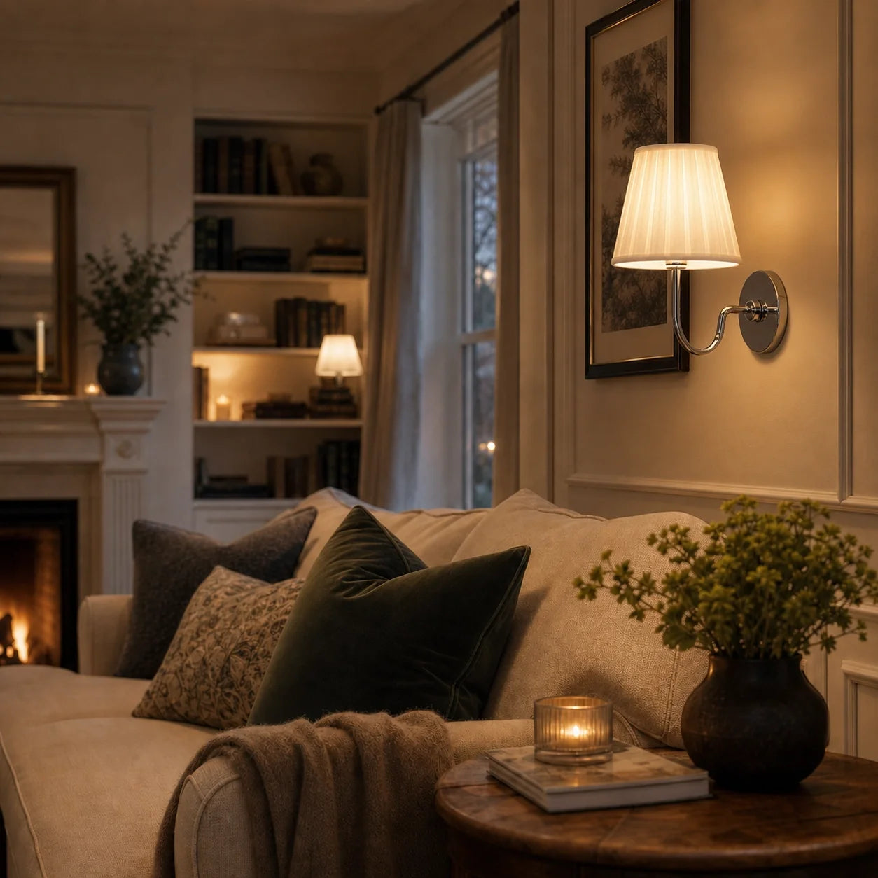 Classic Vintage Linen Pleated Shade Wall Light