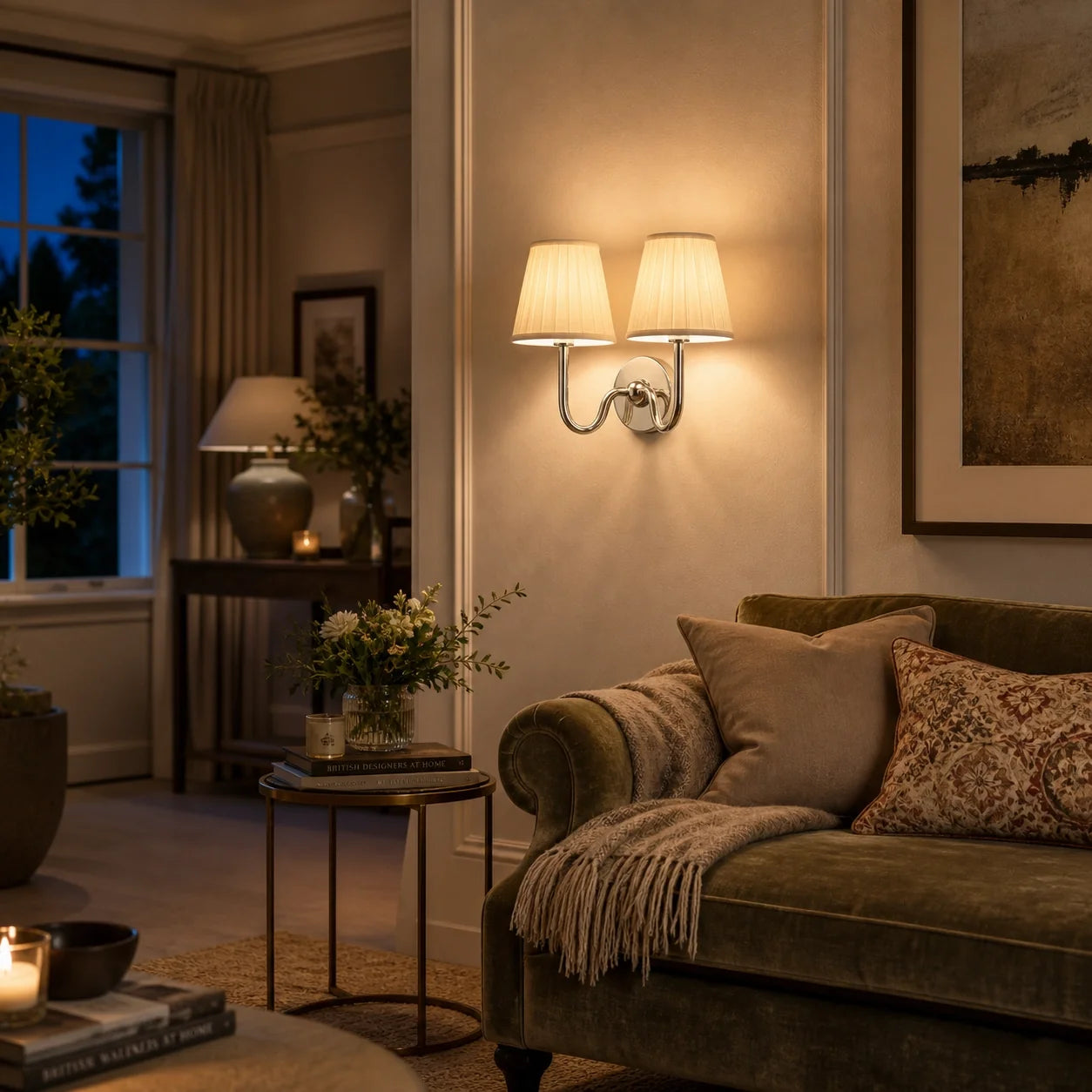 Classic Vintage Linen Pleated Shade Wall Light