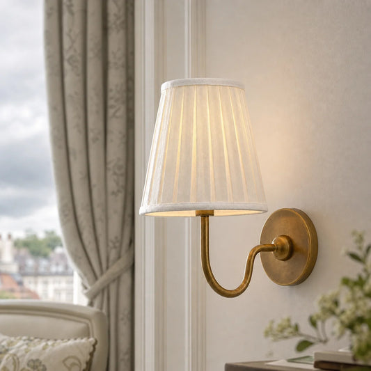 Classic Vintage Linen Pleated Shade Wall Light