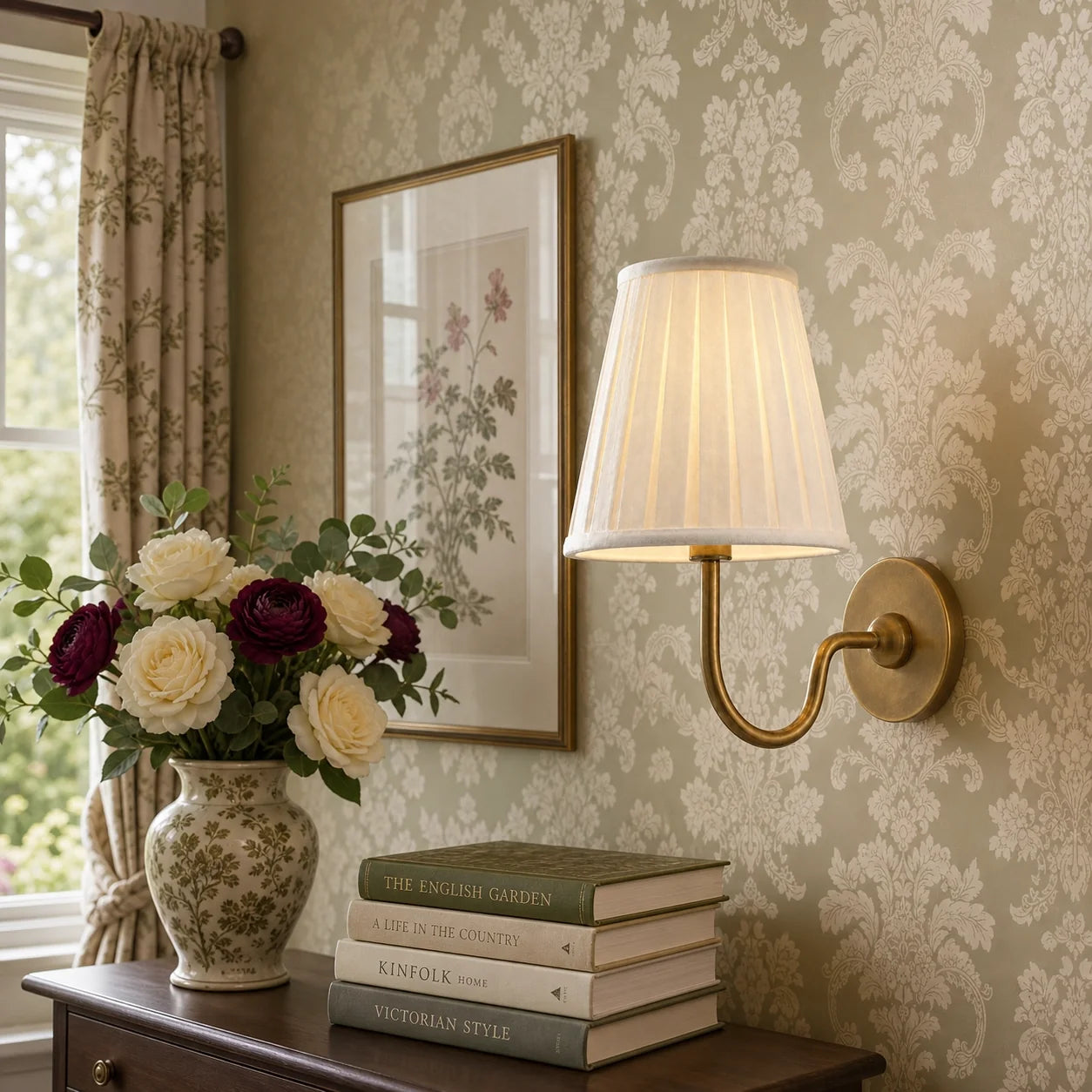 Classic Vintage Linen Pleated Shade Wall Light