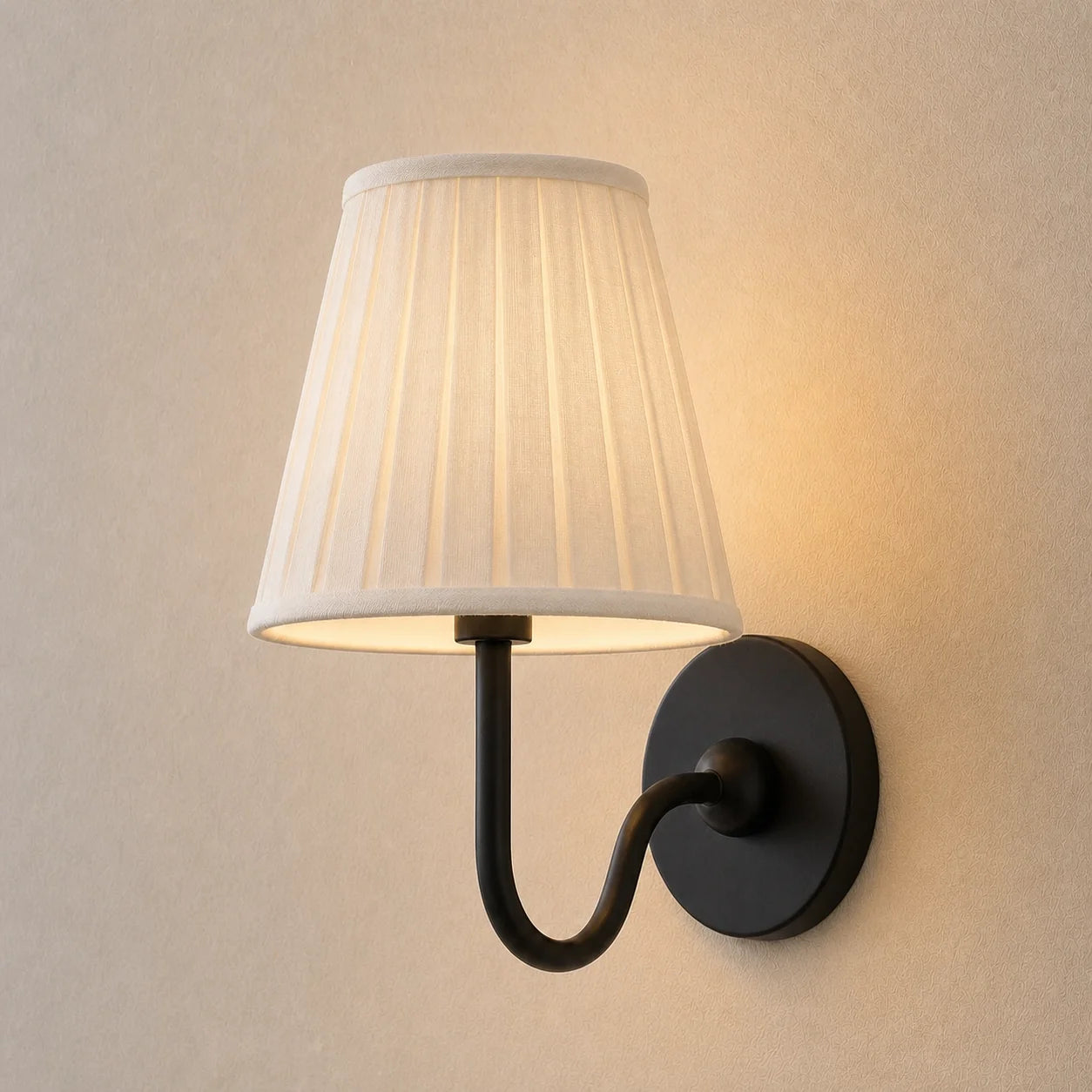 Classic Vintage Linen Pleated Shade Wall Light