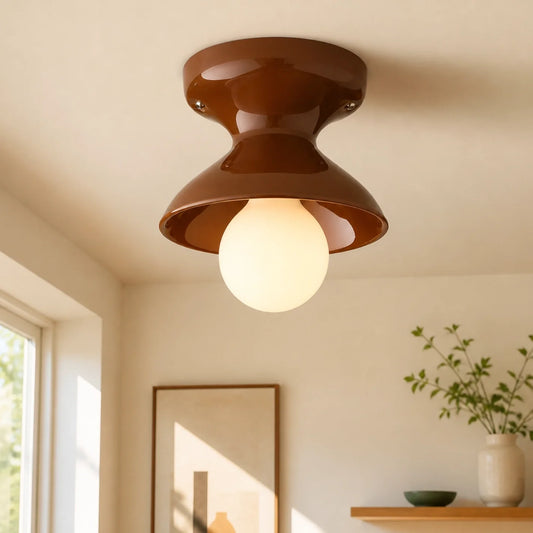 Colourful Ceramic Opal Glass Globe Flush Ceiling Light