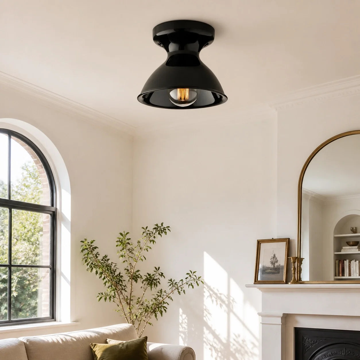 Colourful Ceramic Opal Glass Globe Flush Ceiling Light