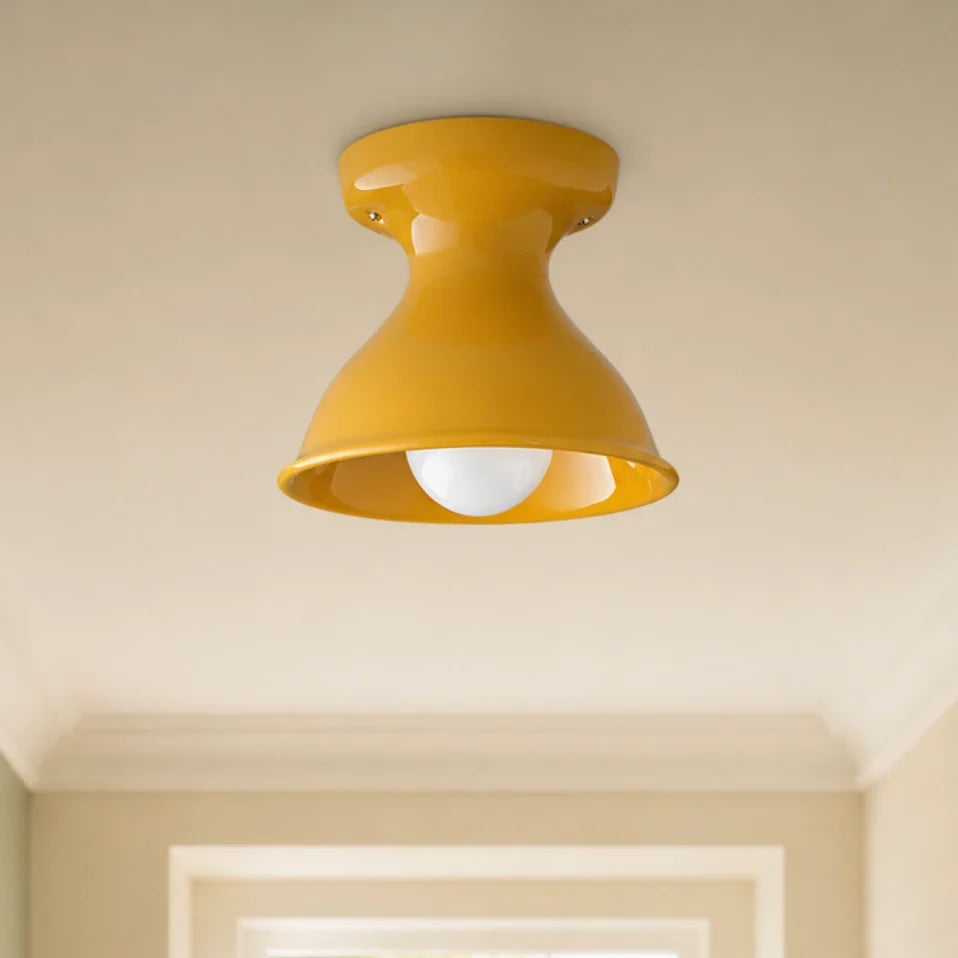 Colourful Ceramic Opal Glass Globe Flush Ceiling Light