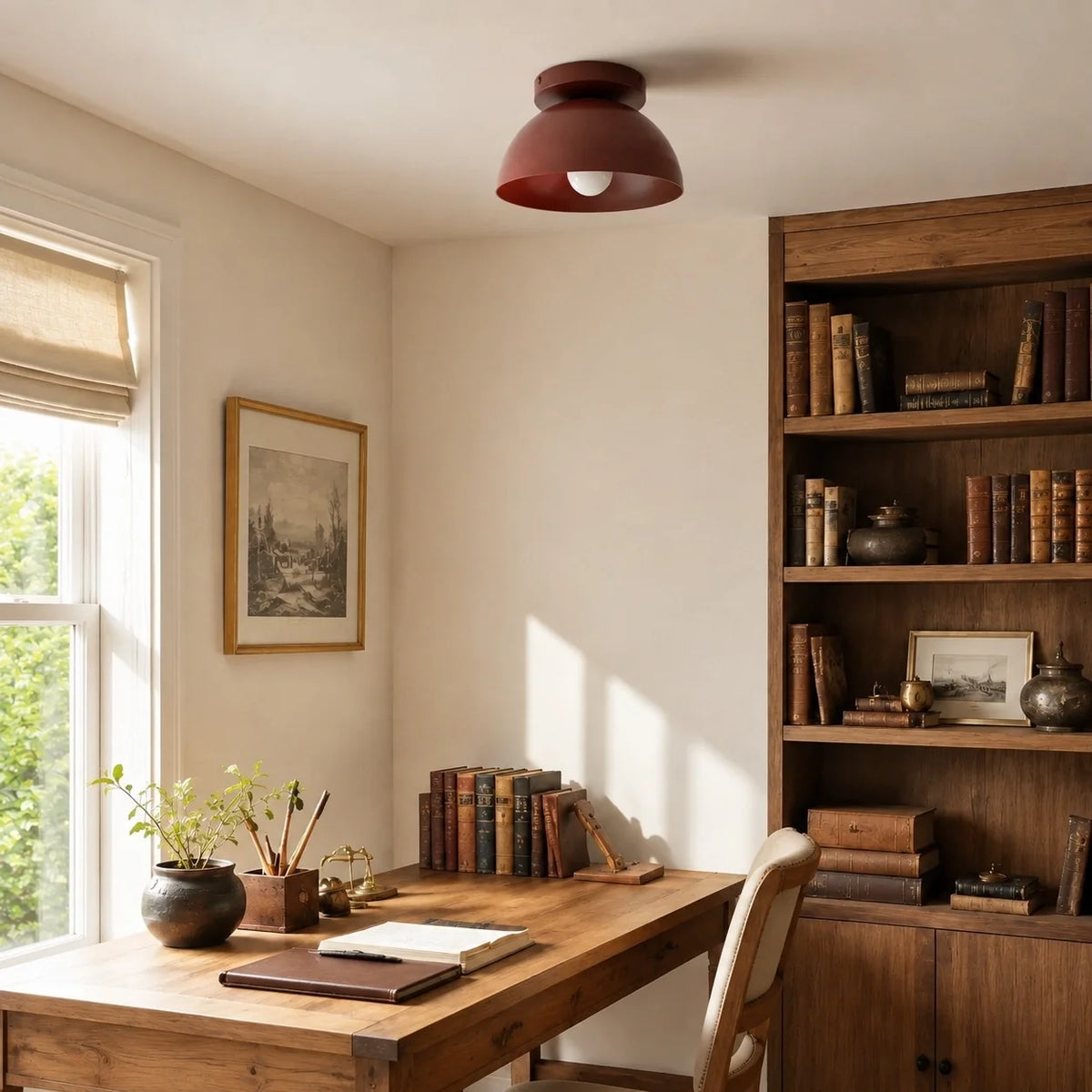 Colourful Minimalist Flush-Mount Dome Ceiling Light