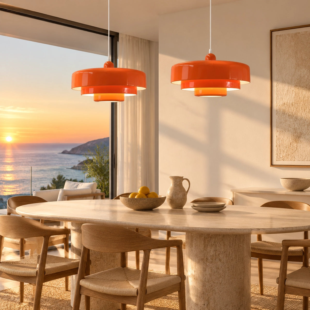 Colourful Bauhaus Triple Layer Pendant Light