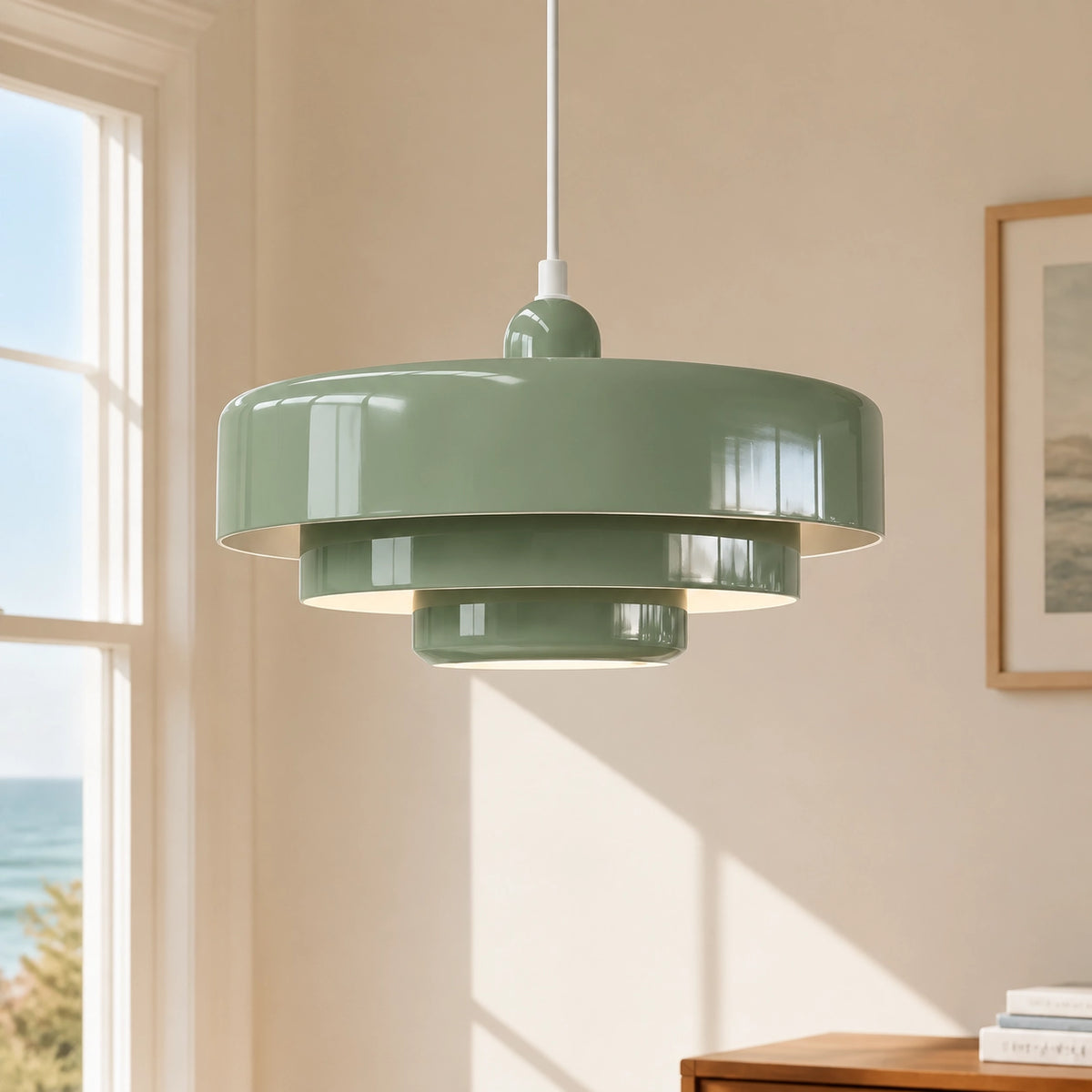 Colourful Bauhaus Triple Layer Pendant Light
