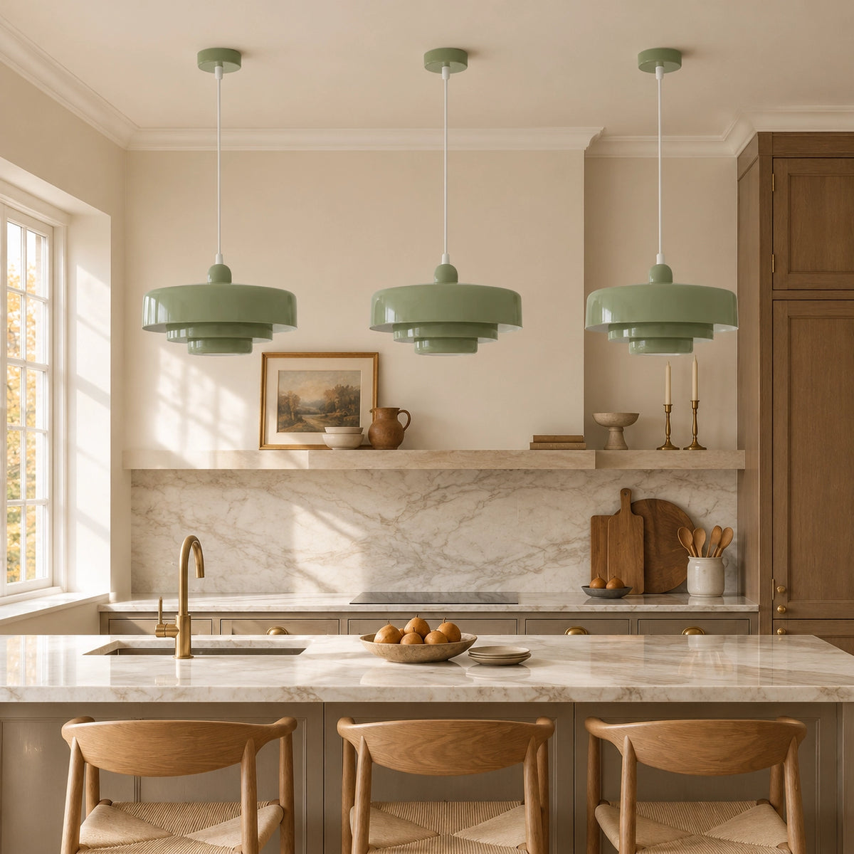 Colourful Bauhaus Triple Layer Pendant Light