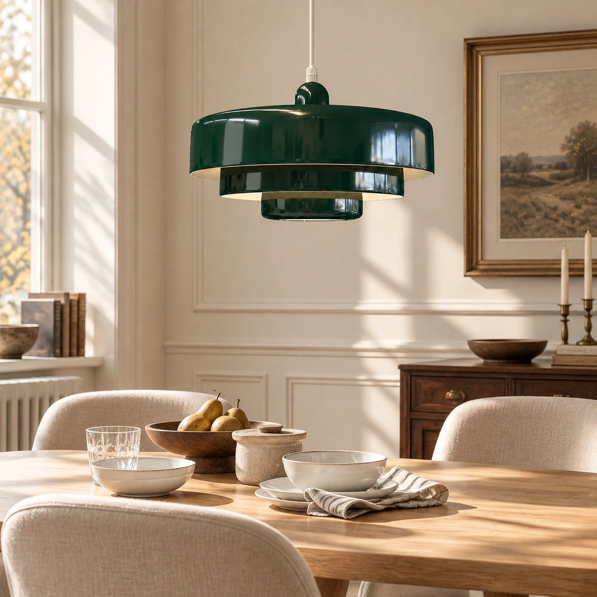 Colourful Bauhaus Triple Layer Pendant Light