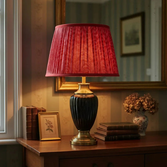 Contemporary Red Zebra Print Pleated Fabric Lamp Shade