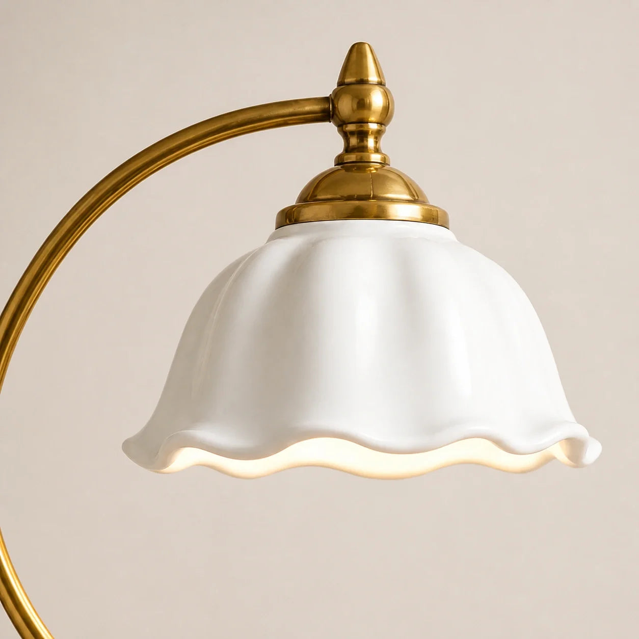 Cottage Style Ceramic Bedside Lamp with Petal Shade