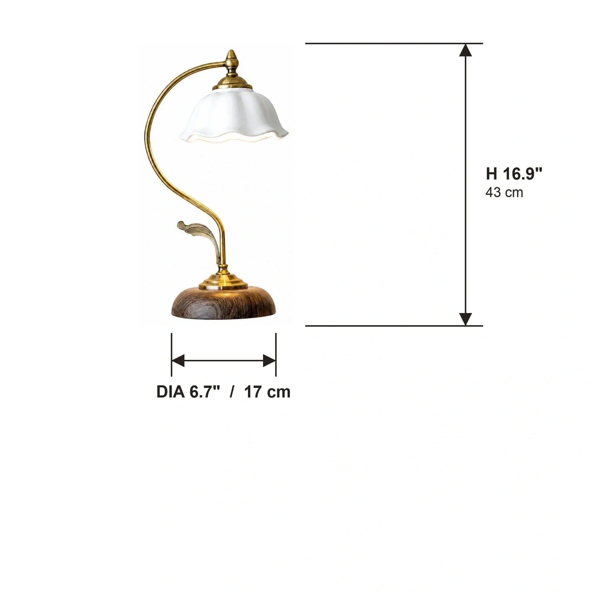 Cottage Style Ceramic Bedside Lamp with Petal Shade