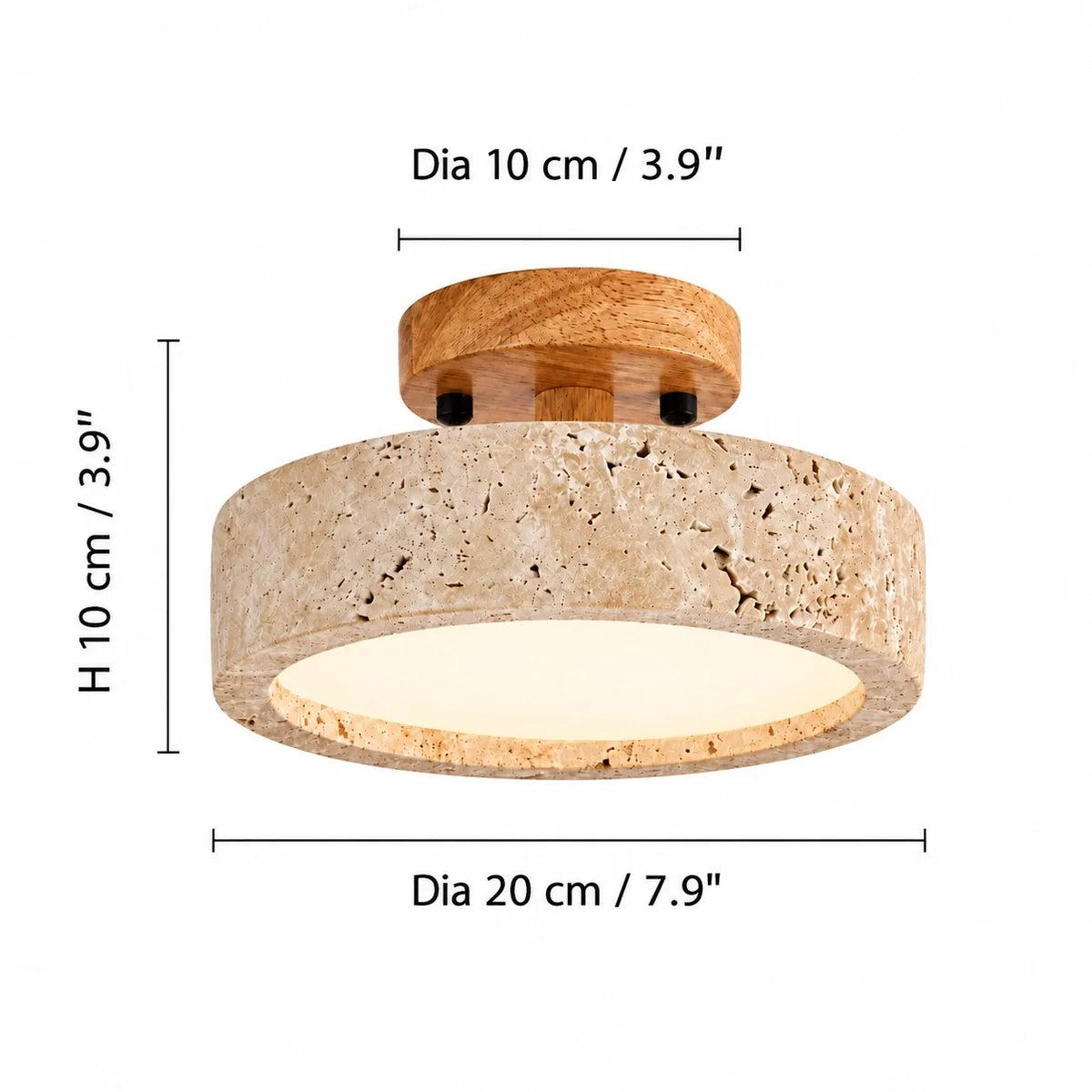 Elara Natural Travertine Wood LED Flush Ceiling Light