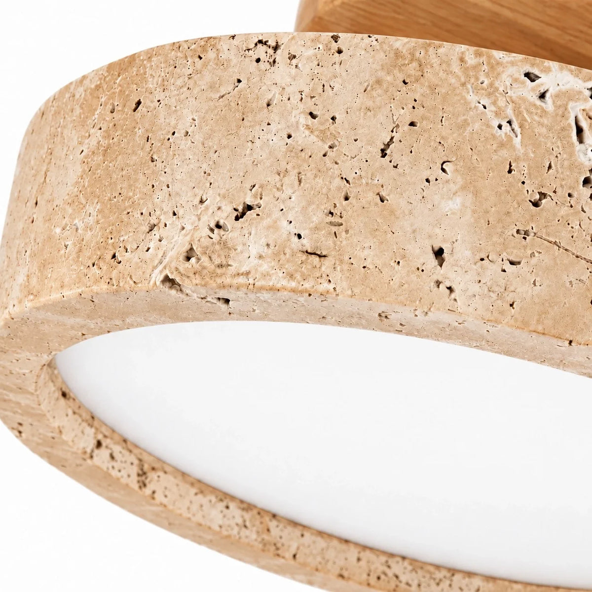 Elara Natural Travertine Wood LED Flush Ceiling Light
