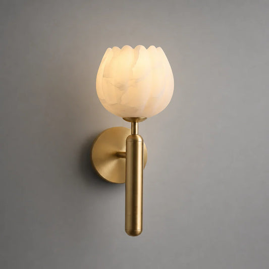 Elegant Alabaster Floral Indoor Wall Lamp