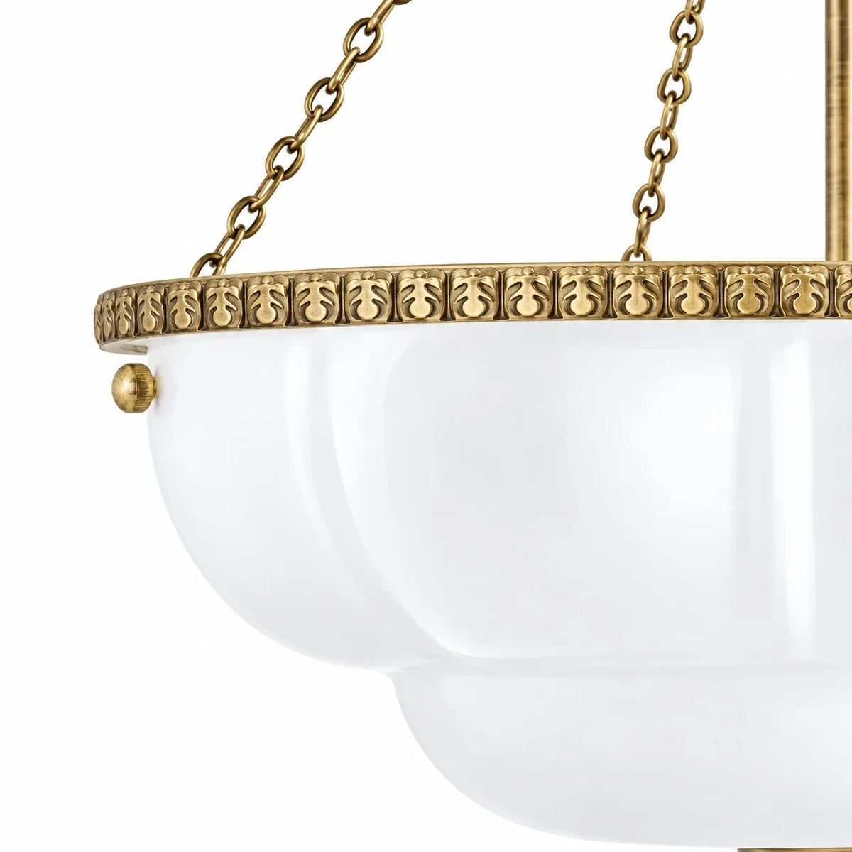 Eloise Series Vintage Scalloped Milk Glass Chandelier with Brass