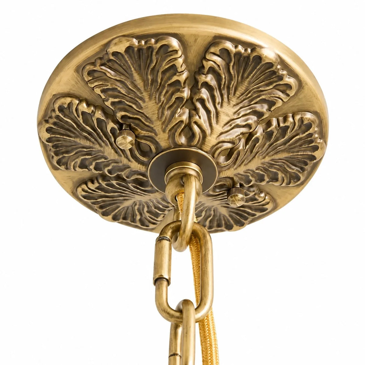 Eloise Series Vintage Scalloped Milk Glass Chandelier with Brass
