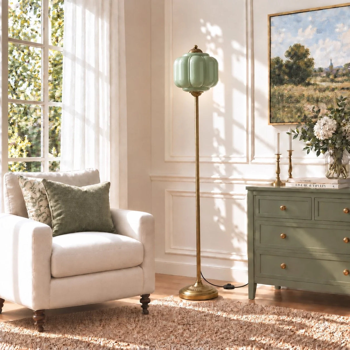 Eloise Vintage Ribbed Glass Floor Lamp