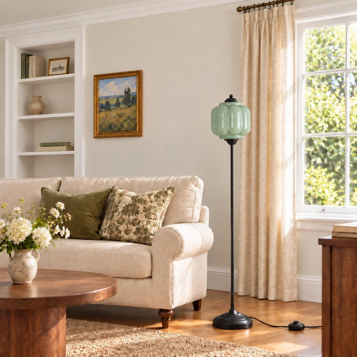 Eloise Vintage Ribbed Glass Floor Lamp