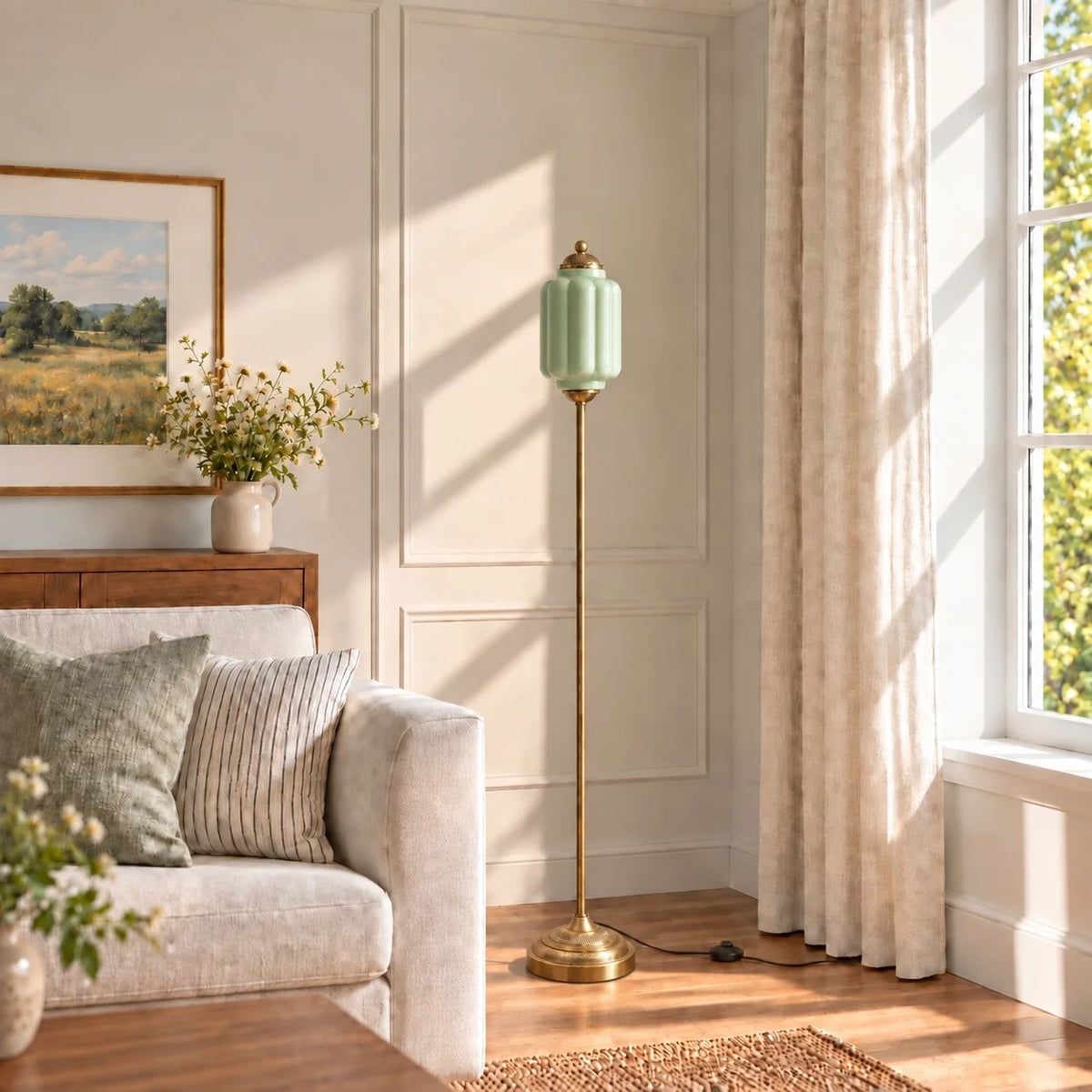 Eloise Vintage Ribbed Glass Floor Lamp
