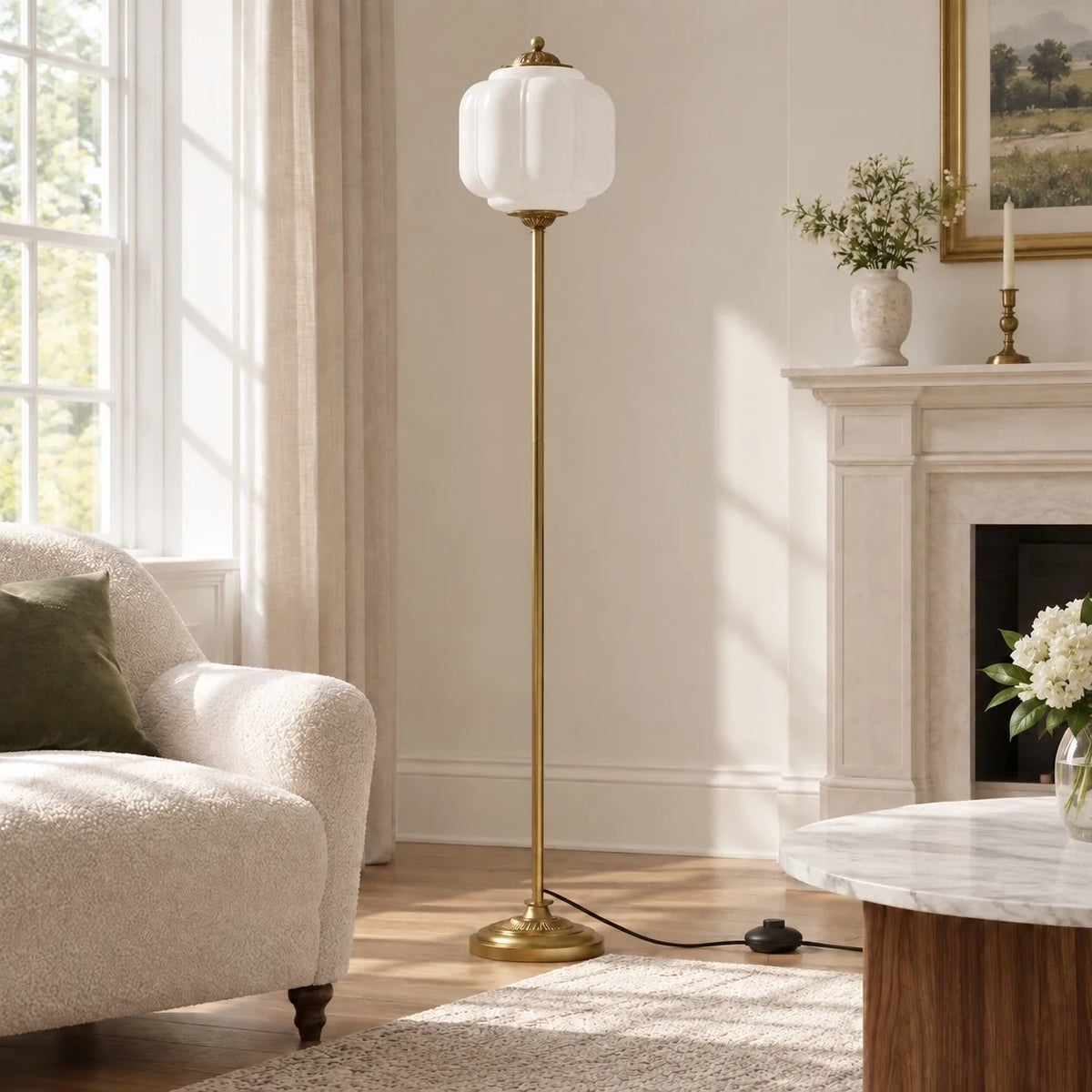 Eloise Vintage Ribbed Glass Floor Lamp