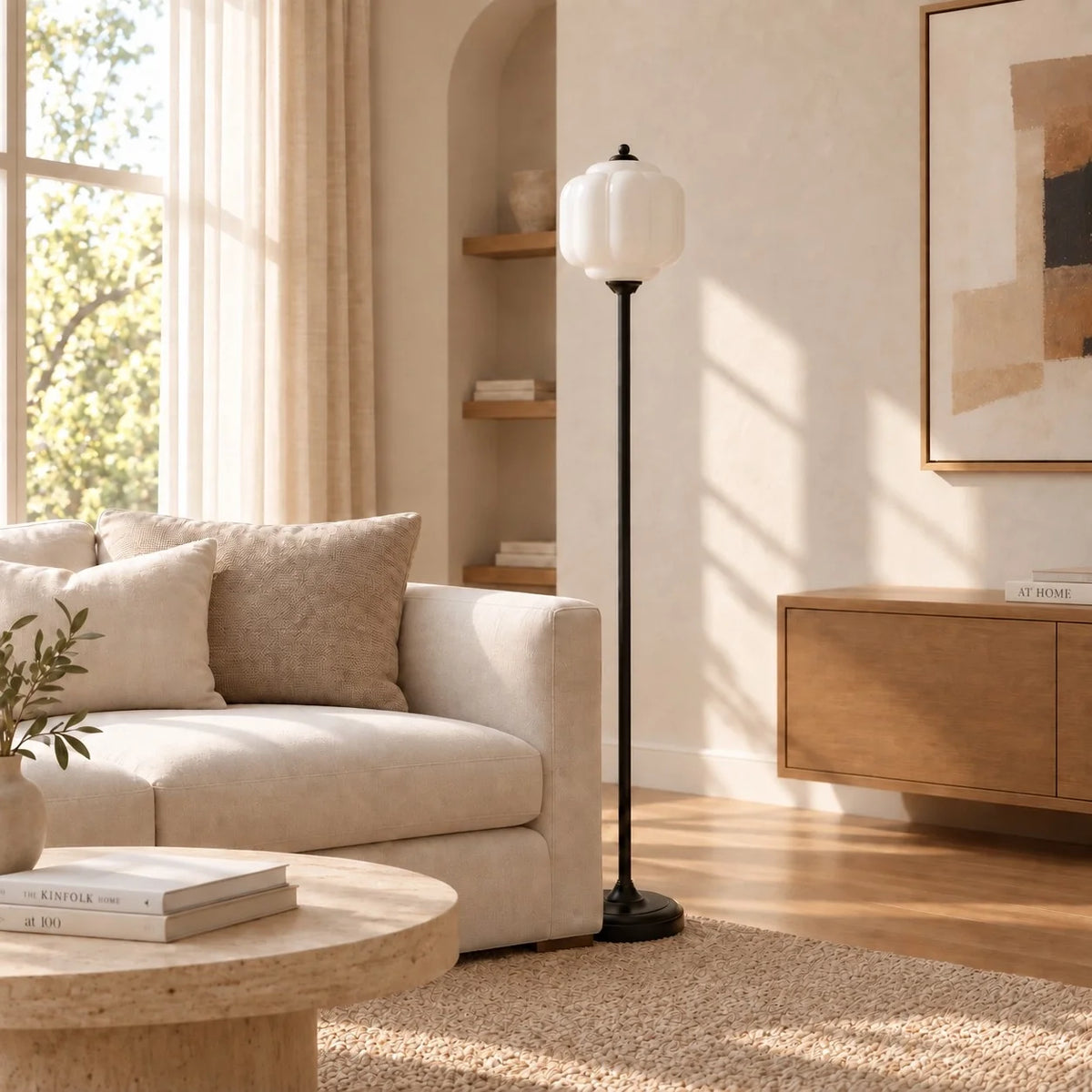 Eloise Vintage Ribbed Glass Floor Lamp