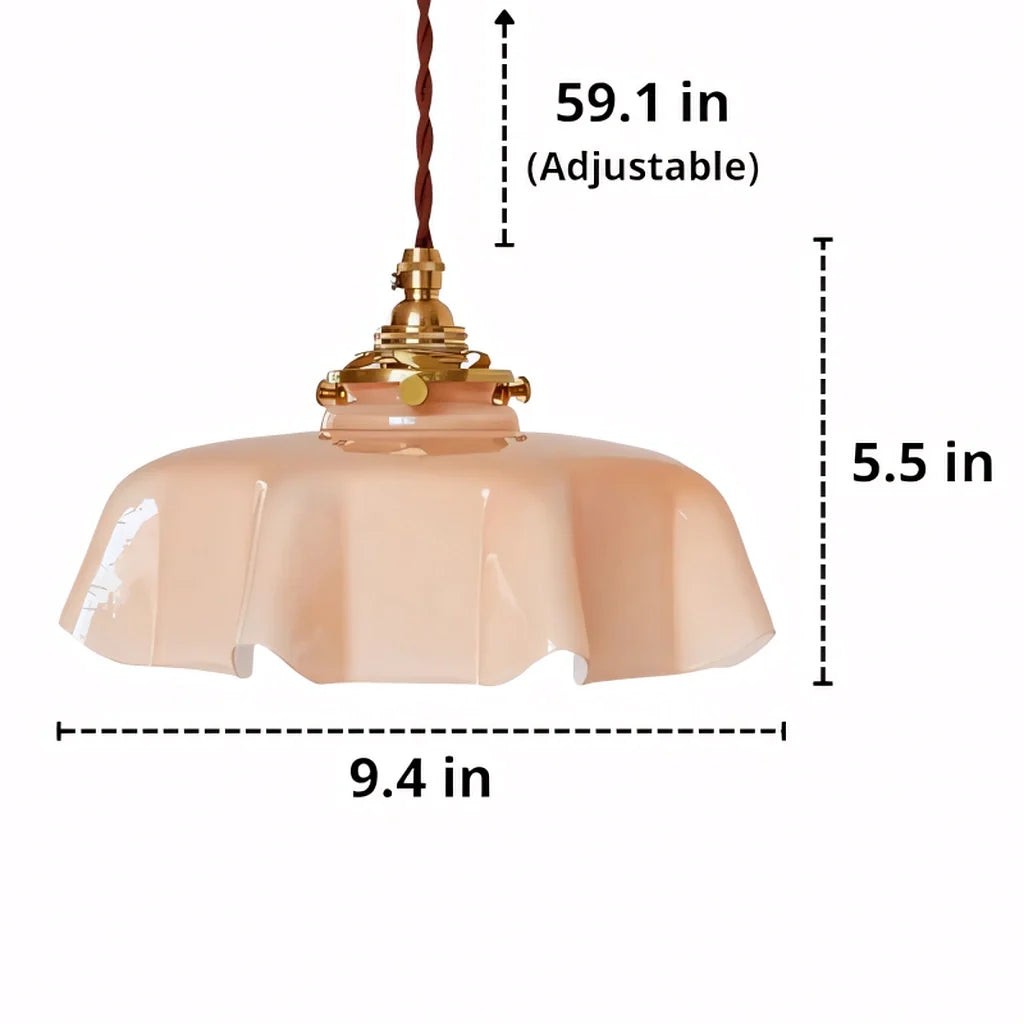 Elowen Vintage Scalloped Pastel Flower Glass Pendant Light