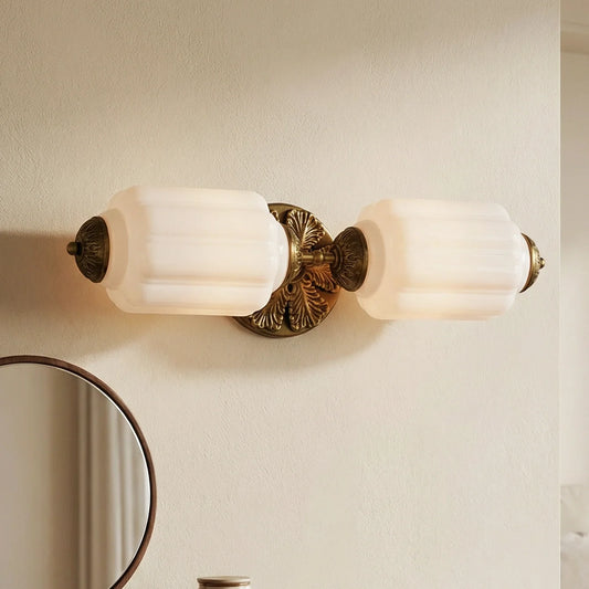 Evelyn Vintage Lantern Style Milk Glass Eloise Vanity Light