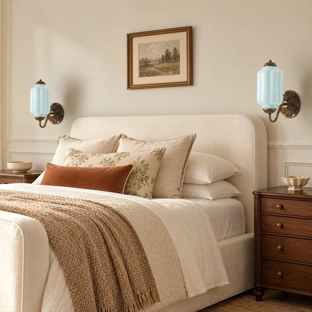 Evelyn Retro Milk Glass Oiled Brass Eloise Wall Sconce