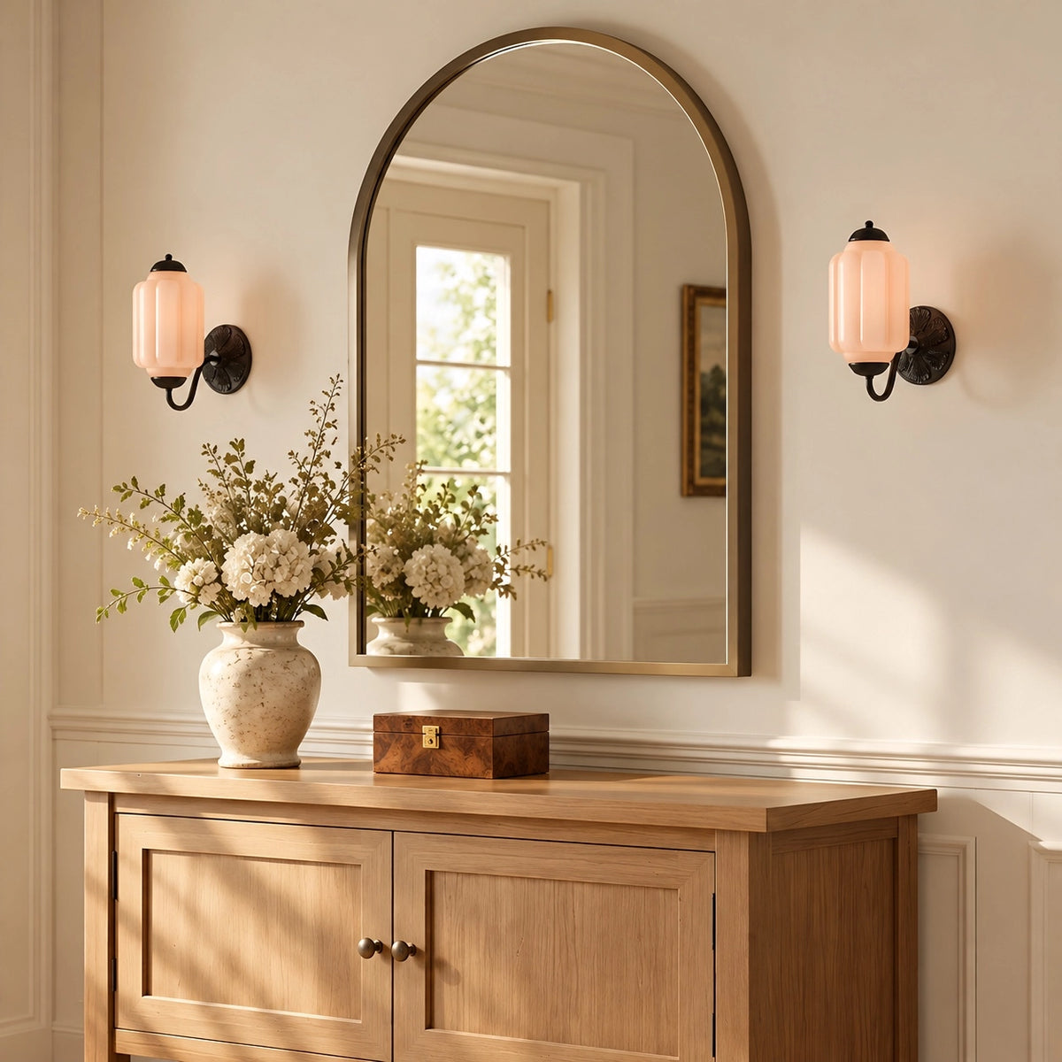 Evelyn Retro Milk Glass Oiled Brass Eloise Wall Sconce