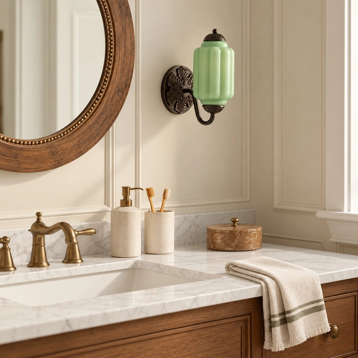 Evelyn Retro Milk Glass Oiled Brass Eloise Wall Sconce