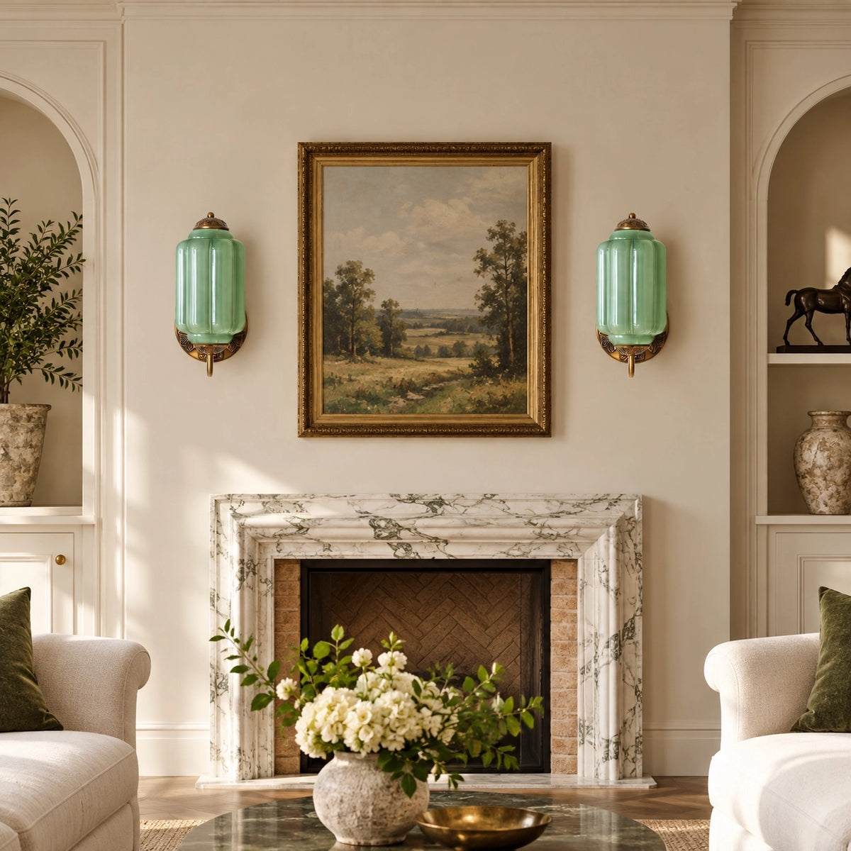Evelyn Retro Milk Glass Oiled Brass Eloise Wall Sconce