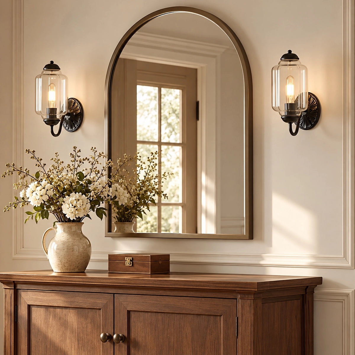 Evelyn Retro Milk Glass Oiled Brass Eloise Wall Sconce