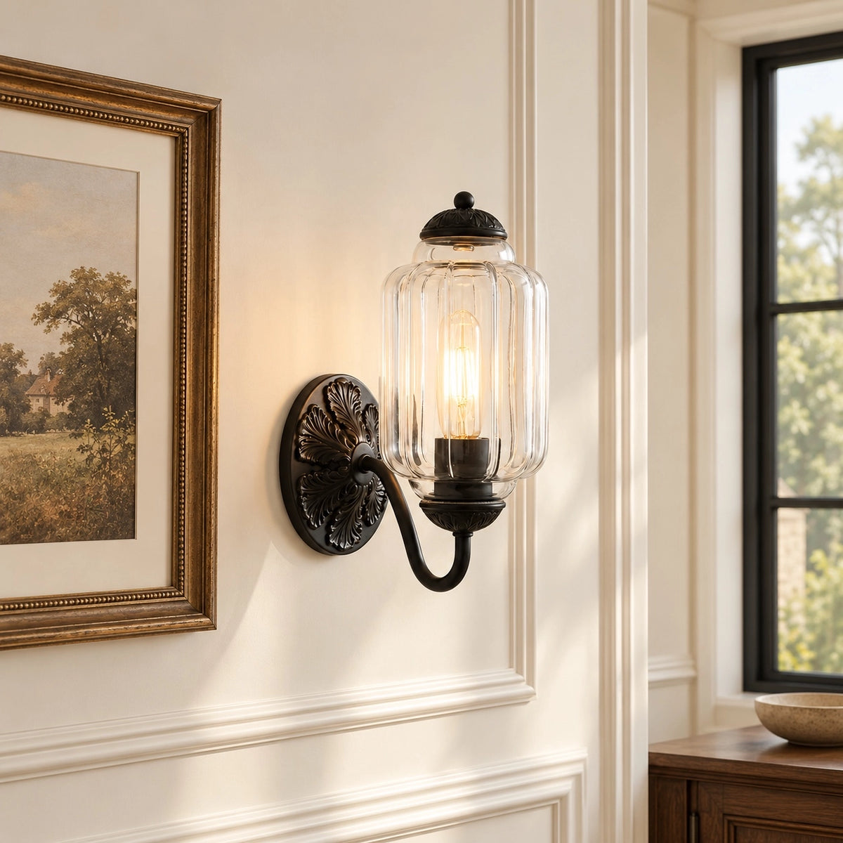 Evelyn Retro Milk Glass Oiled Brass Eloise Wall Sconce
