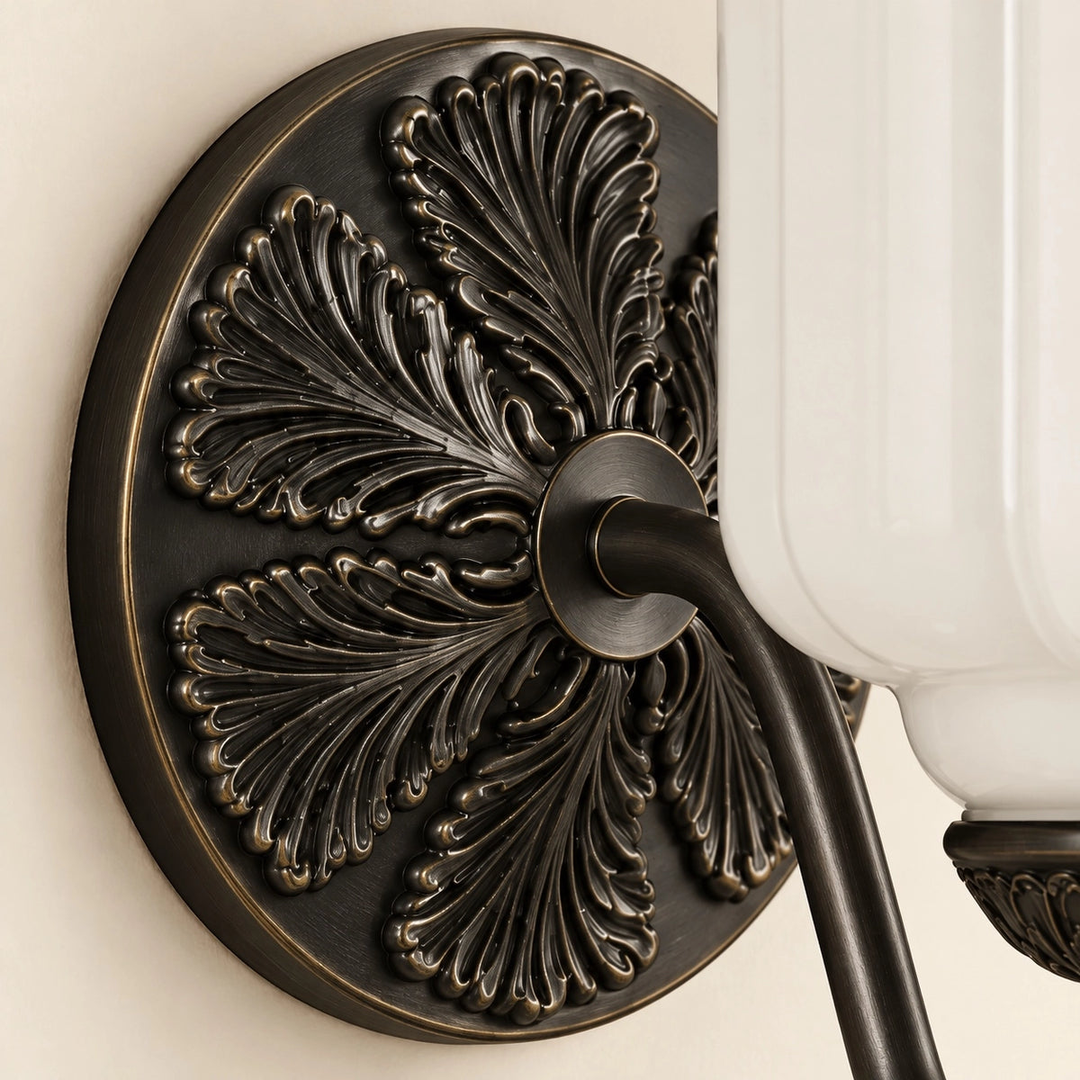 Evelyn Retro Milk Glass Oiled Brass Eloise Wall Sconce