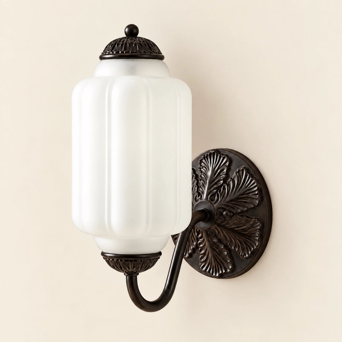 Evelyn Retro Milk Glass Oiled Brass Eloise Wall Sconce