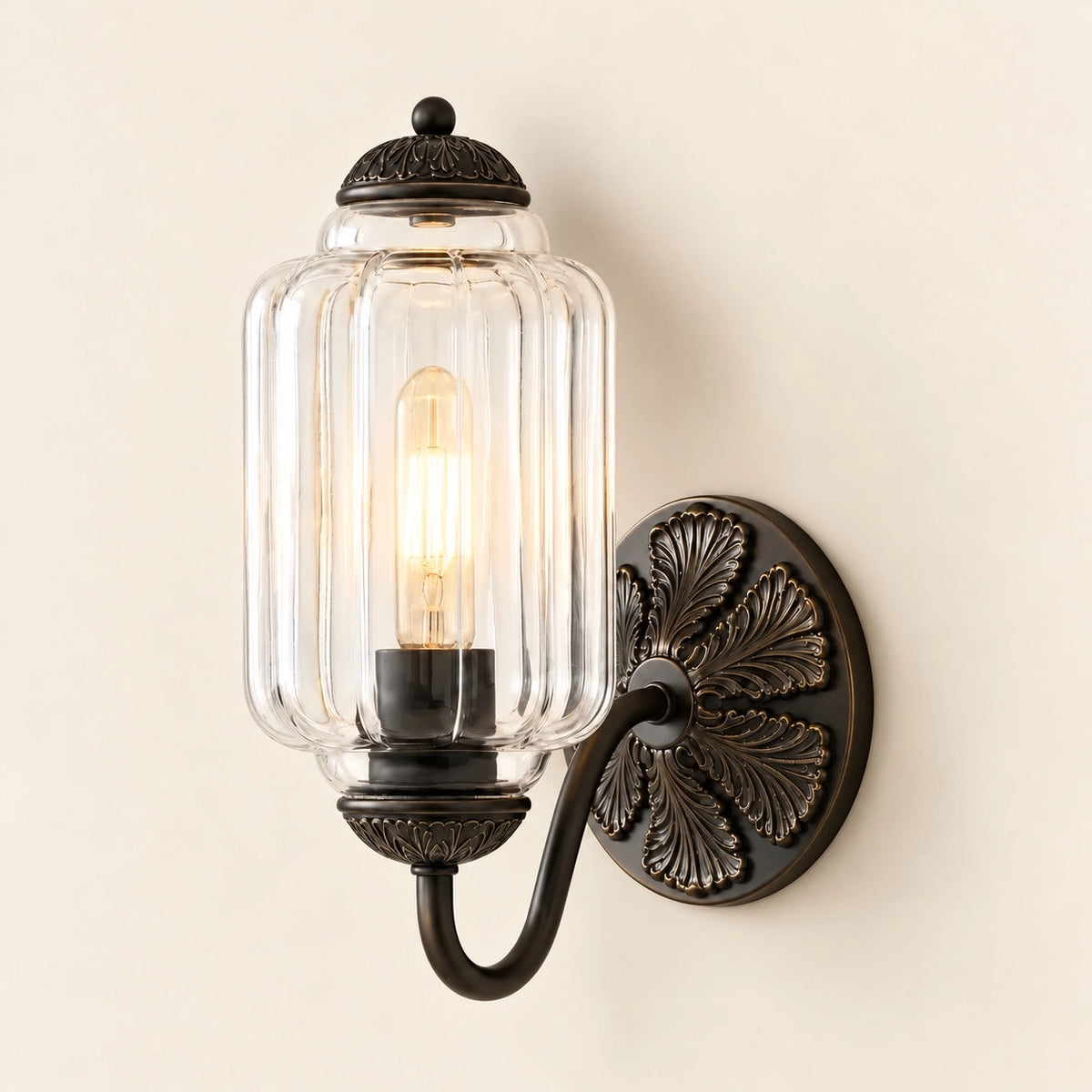 Evelyn Retro Milk Glass Oiled Brass Eloise Wall Sconce